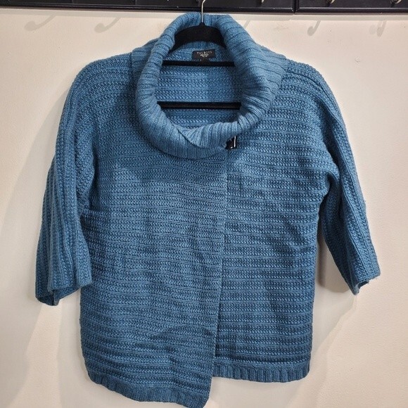Talbots wool blend chunky short sleeve cardigan petite medium - Picture 1 of 8